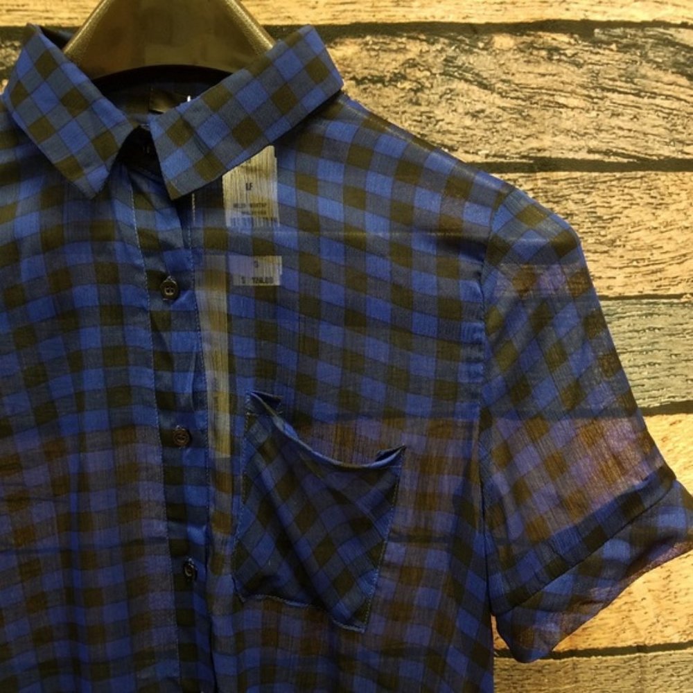 LF Millau Blue Buffalo Plaid Crop